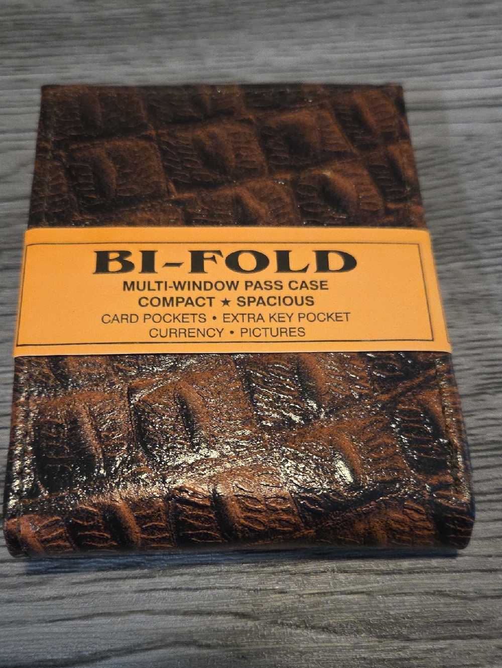 Brown Croc Textured Leather Wallet #2